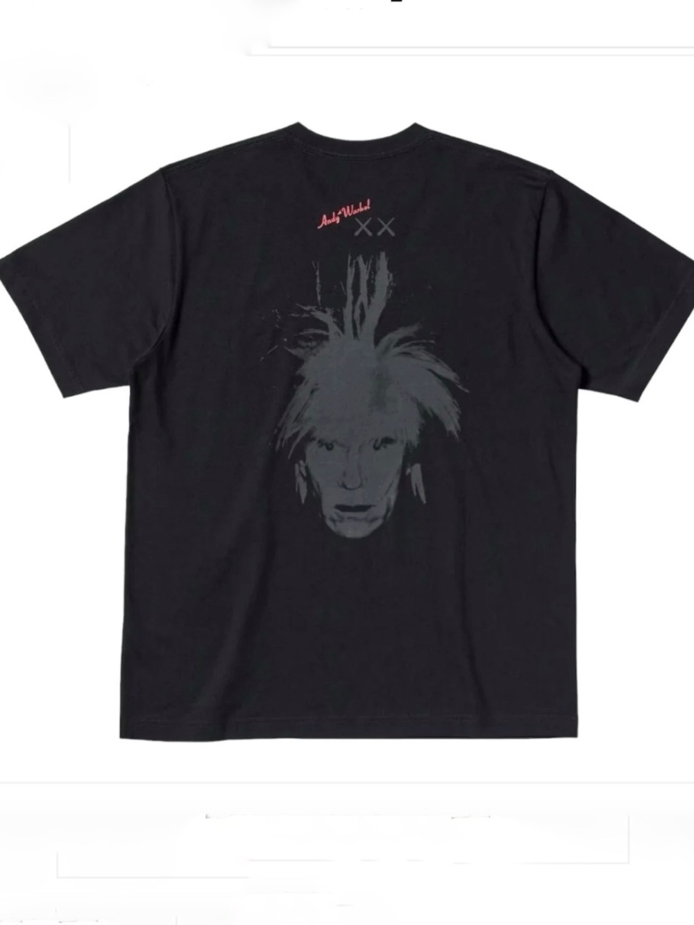 Kaws x Warhol x Uniqlo Tee Short Sleeve Tee Black Cotton Streetwear-Large